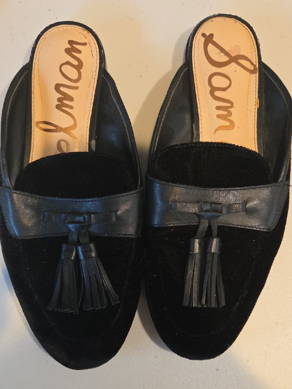 Sam Edelman Black Tassel Mule Slides